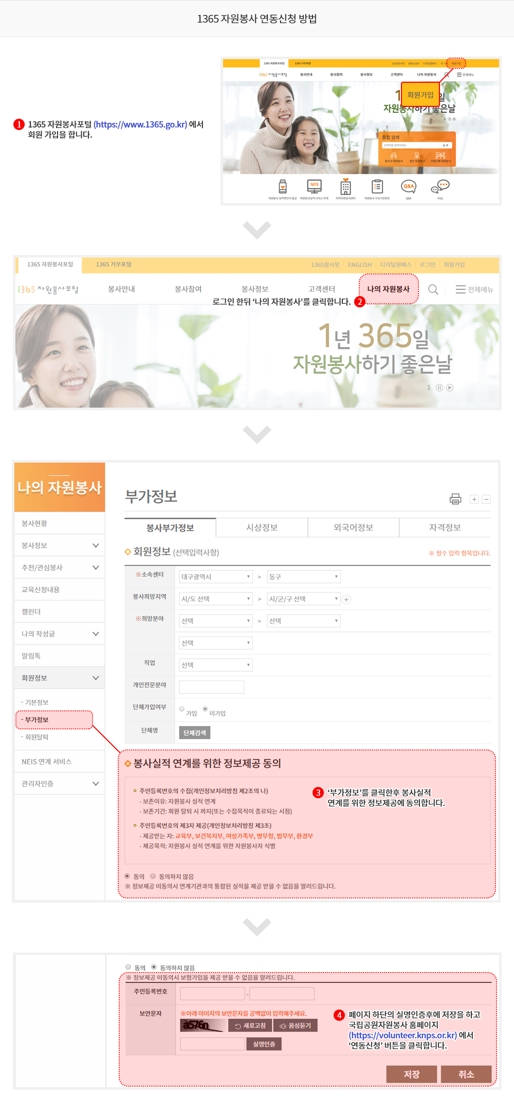 봉사활동신청절차안내
